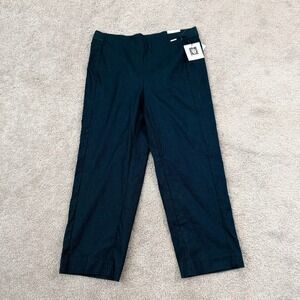 Anne Klein Crop Pants Womens Medium Navy Combo NEW Textured Tailored Trousers